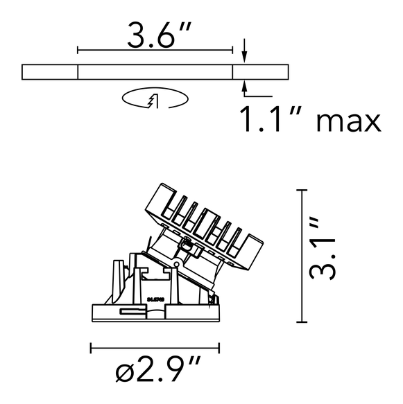 Kap 80 Non IC Downlight by Flos, size drawing: Kap Ø 80 Wall-Washer - Non IC