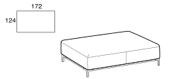 Sanders Air Sofa by Ditre Italia, size drawing: Rectangular base 172