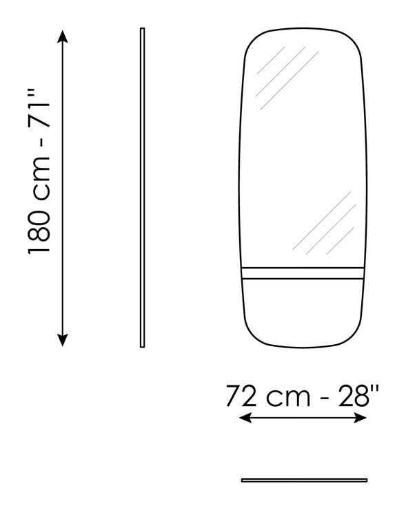 Lake Mirror by Bonaldo, size drawing: Lake 72