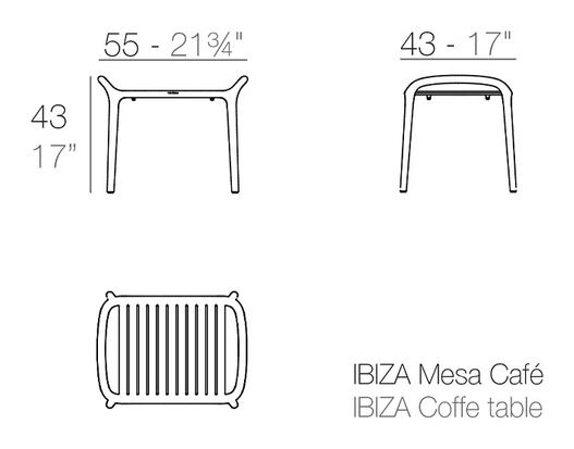 Ibiza Side Table by Vondom, size drawing