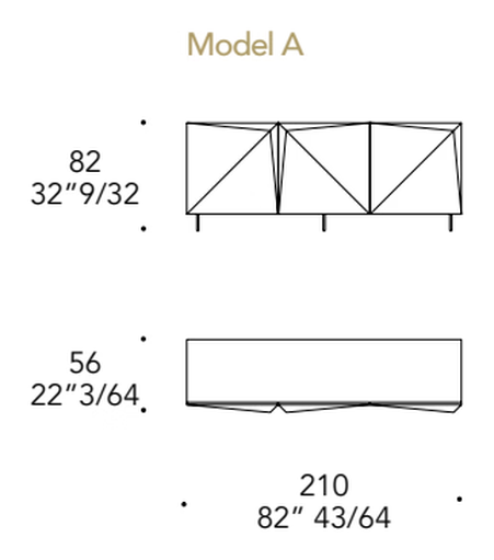 Origami Maxi Buffet Sideboard by Reflex, size drawing 1