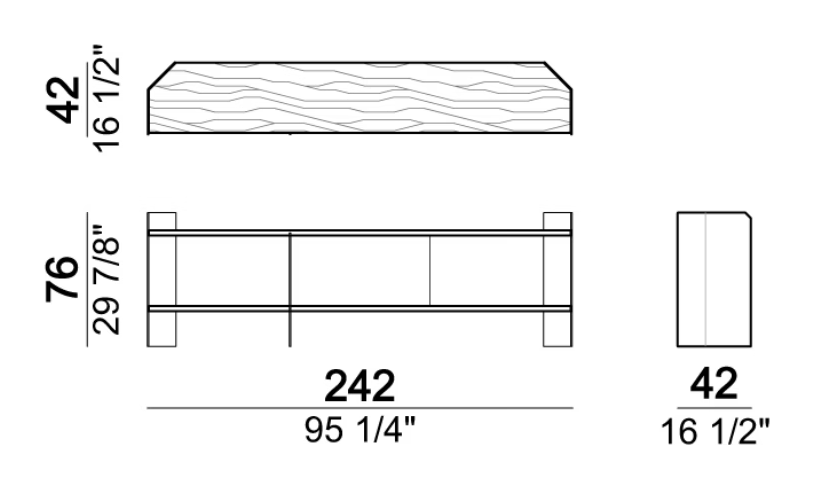 Carter Bookcase by Arketipo, size drawing 2