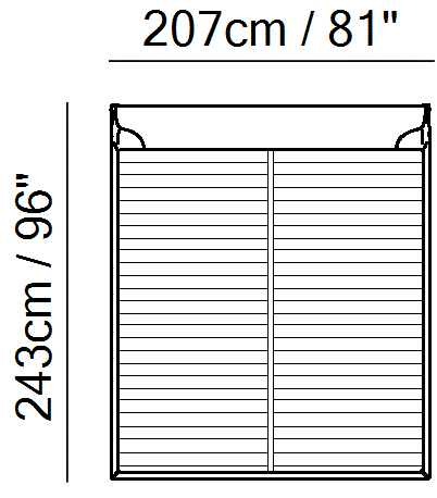 Diamante Bed by Natuzzi Italia: Bed with split mesh 193X203, outline drawing with sizes