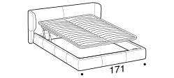 Claire Bed by Ditre Italia, size drawing: Queen size bed for 153x203 cm mattress with EASY mechanism