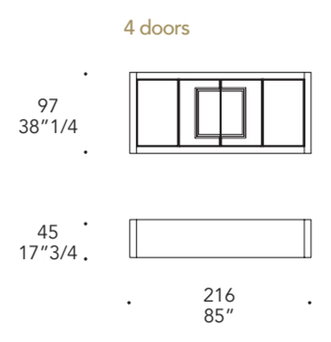 Palazzo Ducale Credenza Sideboard by Reflex, size drawing