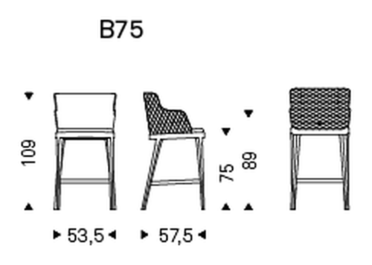 Magda Couture Stool by Cattelan Italia, size drawing 3