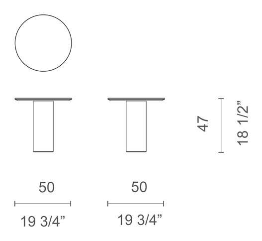 Mush Side Table by Cappellini, size drawing: MU_2R