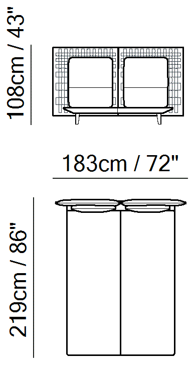 Campus Bed by Natuzzi Italia: Bed with split mesh 152X203, outline drawing with sizes