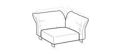 Blum Sofa by Ditre Italia, size drawing: Square corner