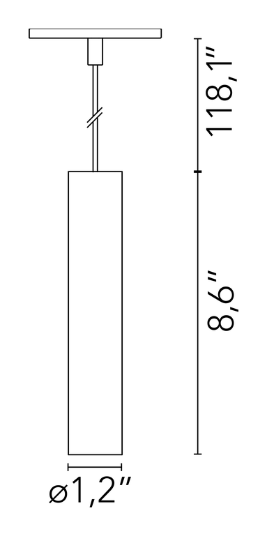 Find Me 1 Suspension Pendant, Zero Track by Flos, size drawing