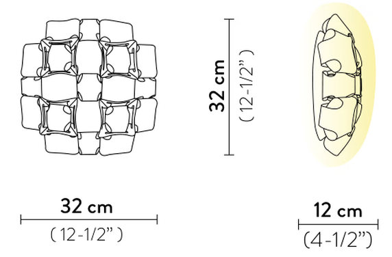 Mida Wall Lamp by Slamp, size drawing
