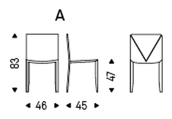 Piuma Chair by Cattelan Italia, size drawing