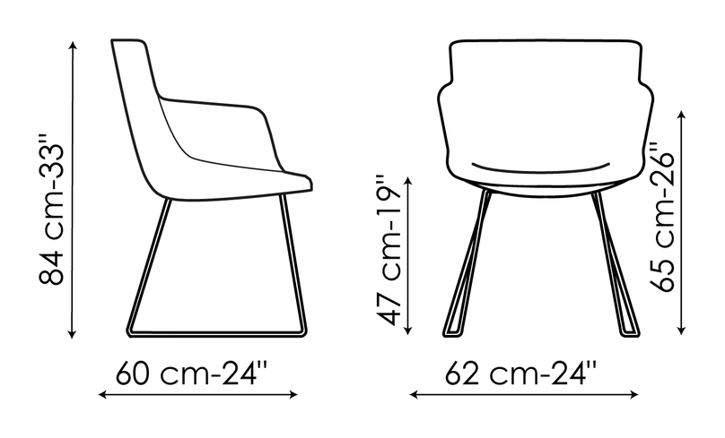 Artika Chair by Bonaldo, size drawing: Miss Artika si