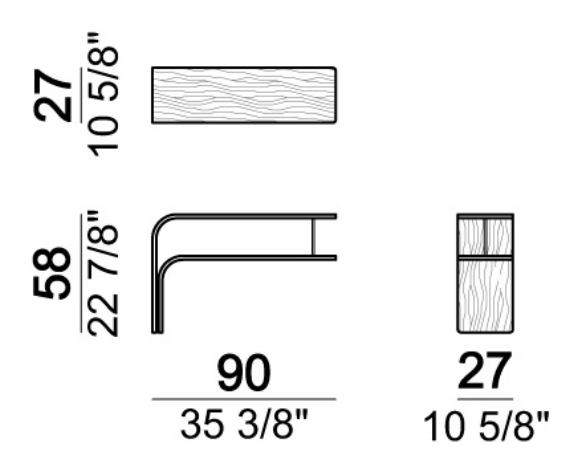 Back Pack Sofa by Arketipo, size drawing: Small table