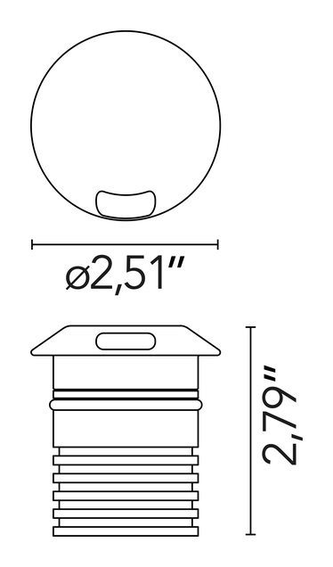 Landlord Ground Ø64 Beam Recessed Light by Flos, size drawing: Landlord Ground Ø64 1 Beam
