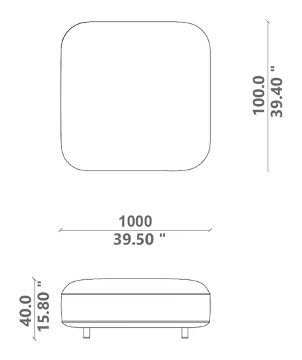 Alma Ottoman 100 by Talenti, size drawing