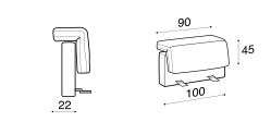 Ada Modular Sofa by Ditre Italia, size drawing: Set padded back 100 and low backrest cushion 90