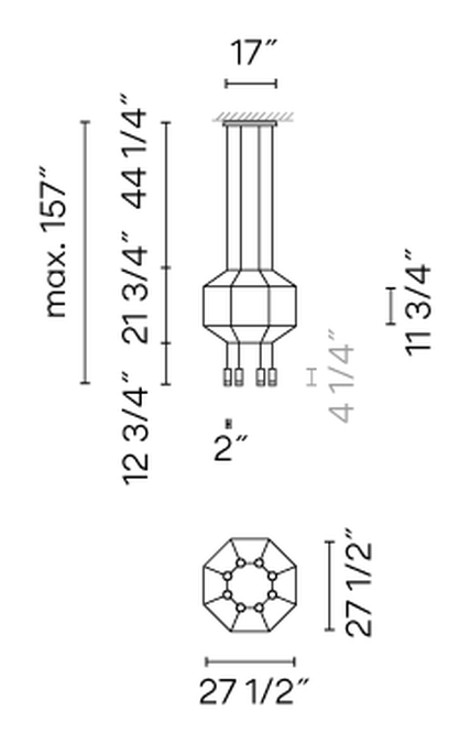 Wireflow Pendant Lamp by Vibia, size drawing: Model 0302