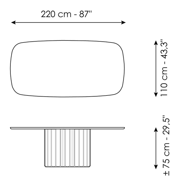 Dorian Dining Table by Bonaldo, size drawing 2