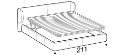 Claire Bed by Ditre Italia, size drawing: King size bed for 193x203 mattress with EASY mechanism