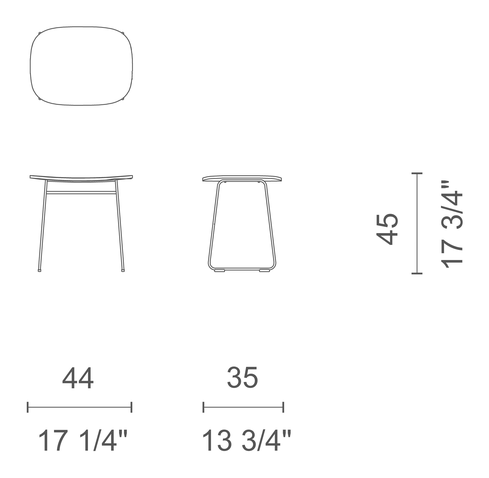 Morrison Stool by Cappellini, size drawing: HP_13BL