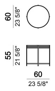 Ula Coffee Table by Arketipo, size drawing 3