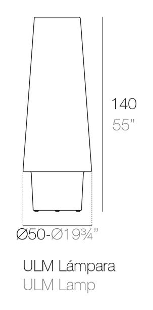 Ulm Floor Lamp by Vondom, size drawing