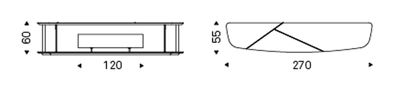 Altavista TV Cabinet by Cattelan Italia, size drawing 2
