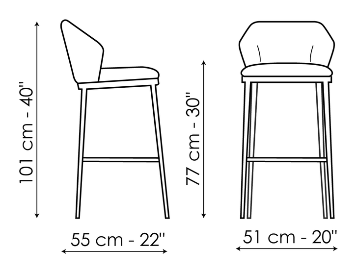 Mida Too Stool by Bonaldo, size drawing: Mida too H 77