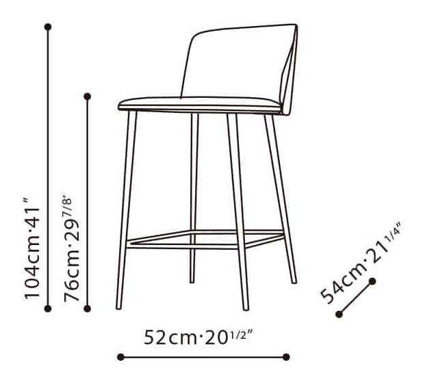 Ballet Stool by Camerich, size drawing: C02F0311