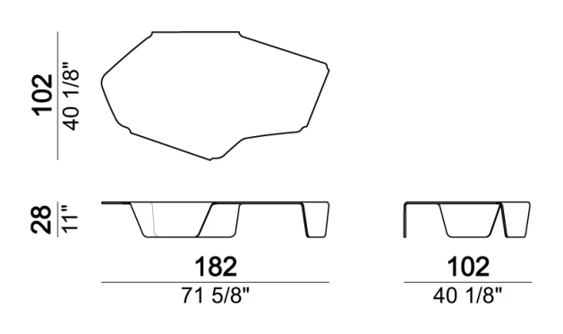 Chimera Coffee Table by Arketipo, size drawing: Coffee Table