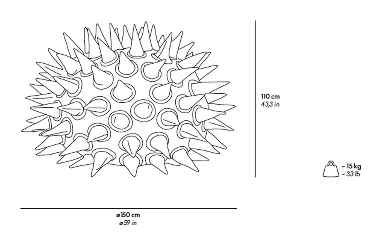Fachiro Seat by Gufram, size drawing