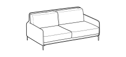 Krisby Sofa by Ditre Italia, size drawing: 2-seat sofa