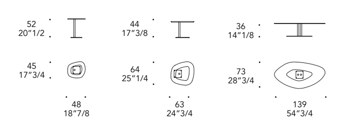 Seventy 40 Coffee Table by Reflex, size drawing 1