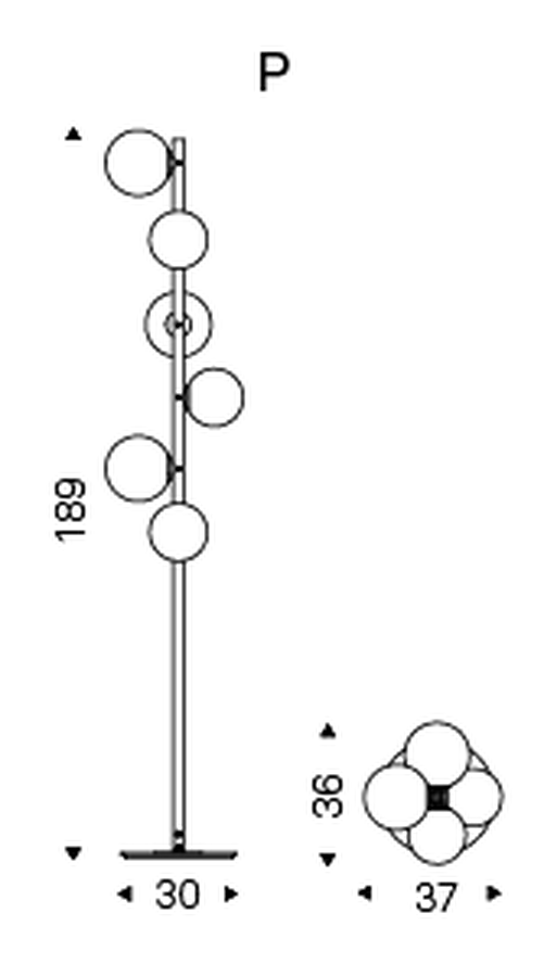 Planeta Pendant Lamp by Cattelan Italia, size drawing 2