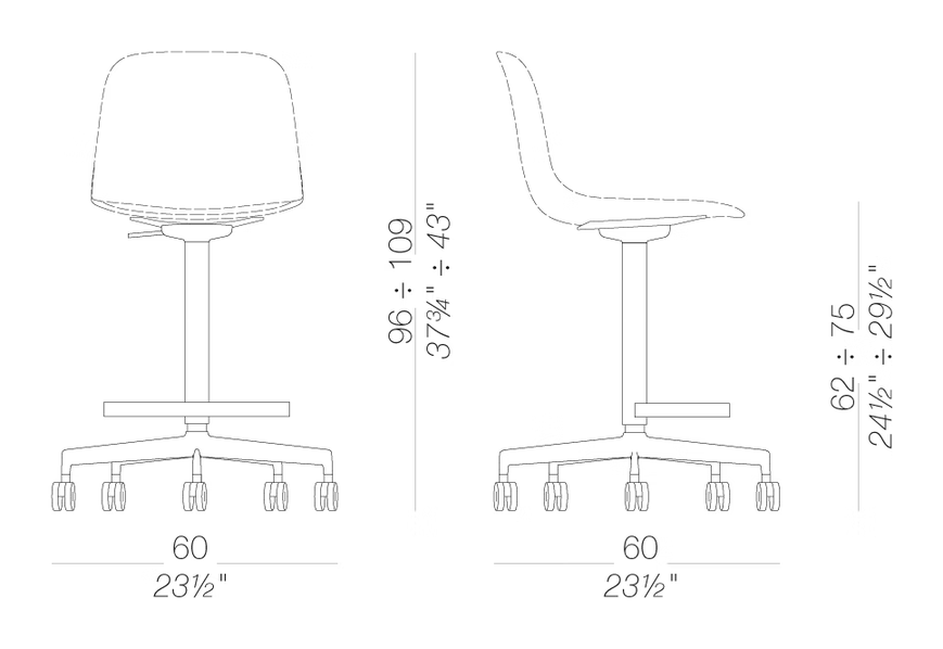 Seela S328 Stool by LaPalma, size drawing