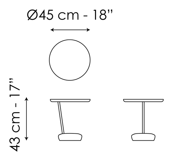 Lupino Coffee Table by Bonaldo, size drawing: Lupino H 43