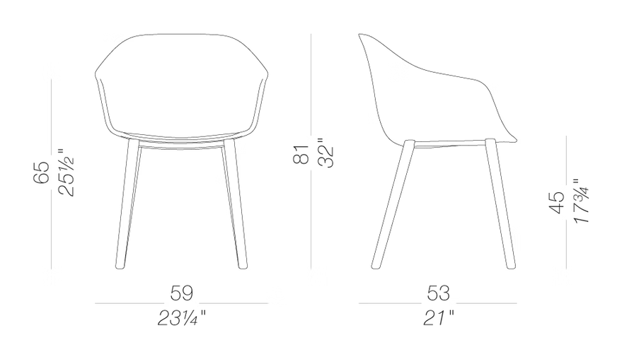 Seela AC S313 Chair by LaPalma, size drawing