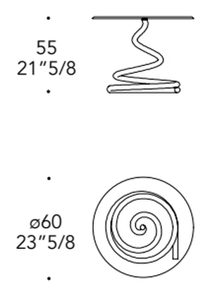 Ghibli 55 Side Table by Reflex, size drawing