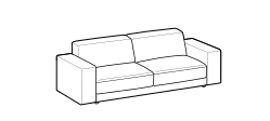 Bublé Sofa by Ditre Italia, size drawing: 3-seat sofa