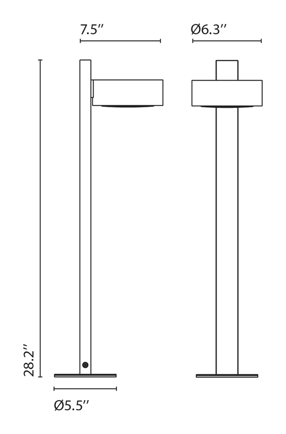 Plaff-on! Bollard Light by Marset, size drawing