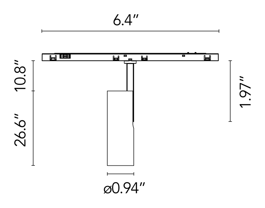 Find Me 0 Spotlight, Zero Track Pro by Flos, size drawing 1