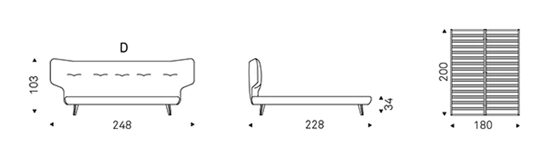 Thomas Bed by Cattelan Italia, size drawing 3
