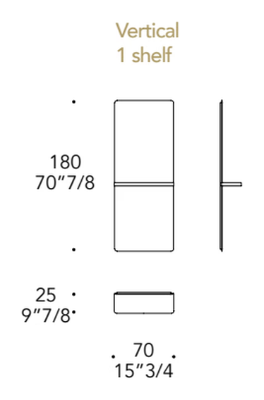 Shelf Mirror by Reflex, size drawing