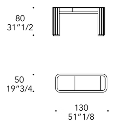 Plissé Toilette Dressing Table by Reflex, size drawing