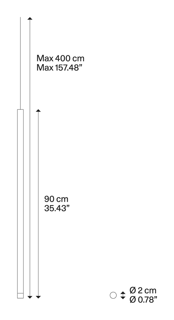 A-Tube Nano Cluster Pendant Lamp by Lodes, size drawing: A-Tube Nano large