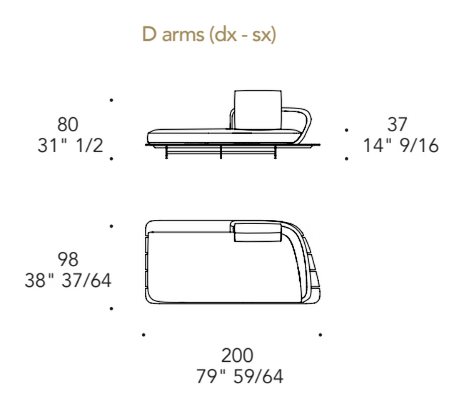 Segno Outdoor Sofa by Reflex, size drawing 4