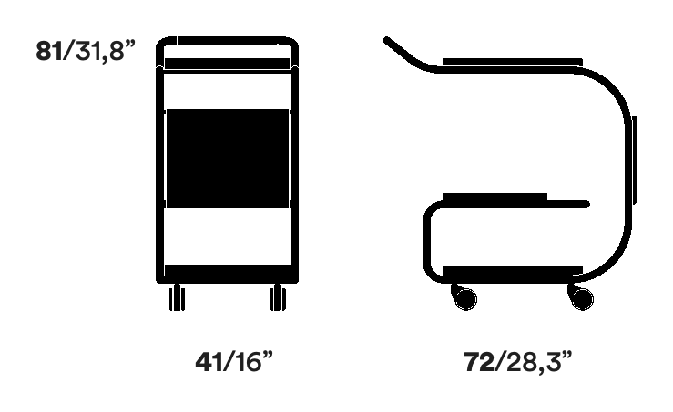 Zenzero Trolley by Opinion Ciatti, size drawing