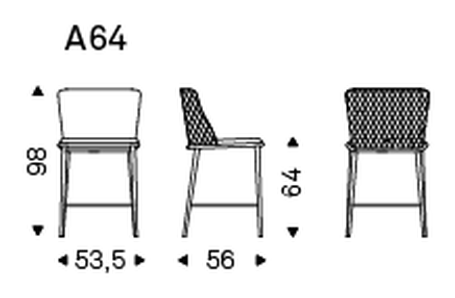 Magda ML Couture Stool by Cattelan Italia, size drawing 2