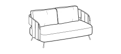 356 Outdoor Sofa by Ditre Italia, size drawing: 2 seater quilted sofa